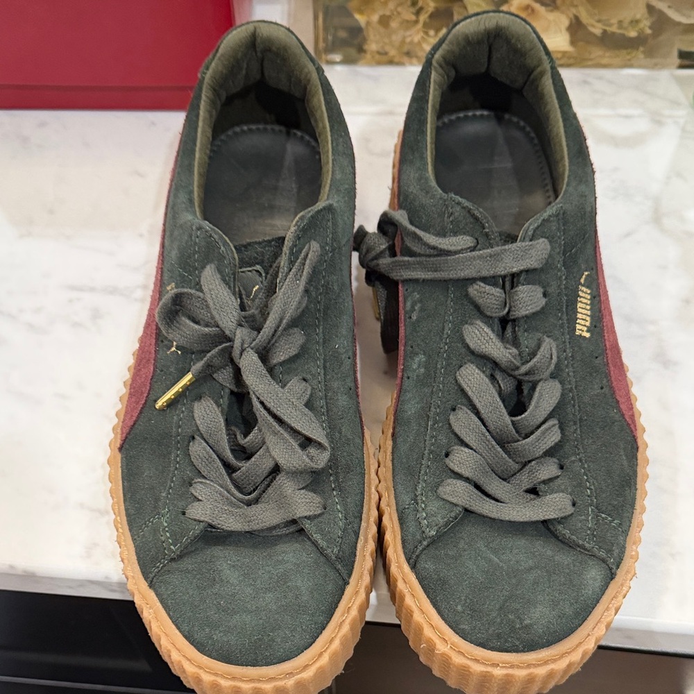 Puma Forest Green and Rose Sneakers